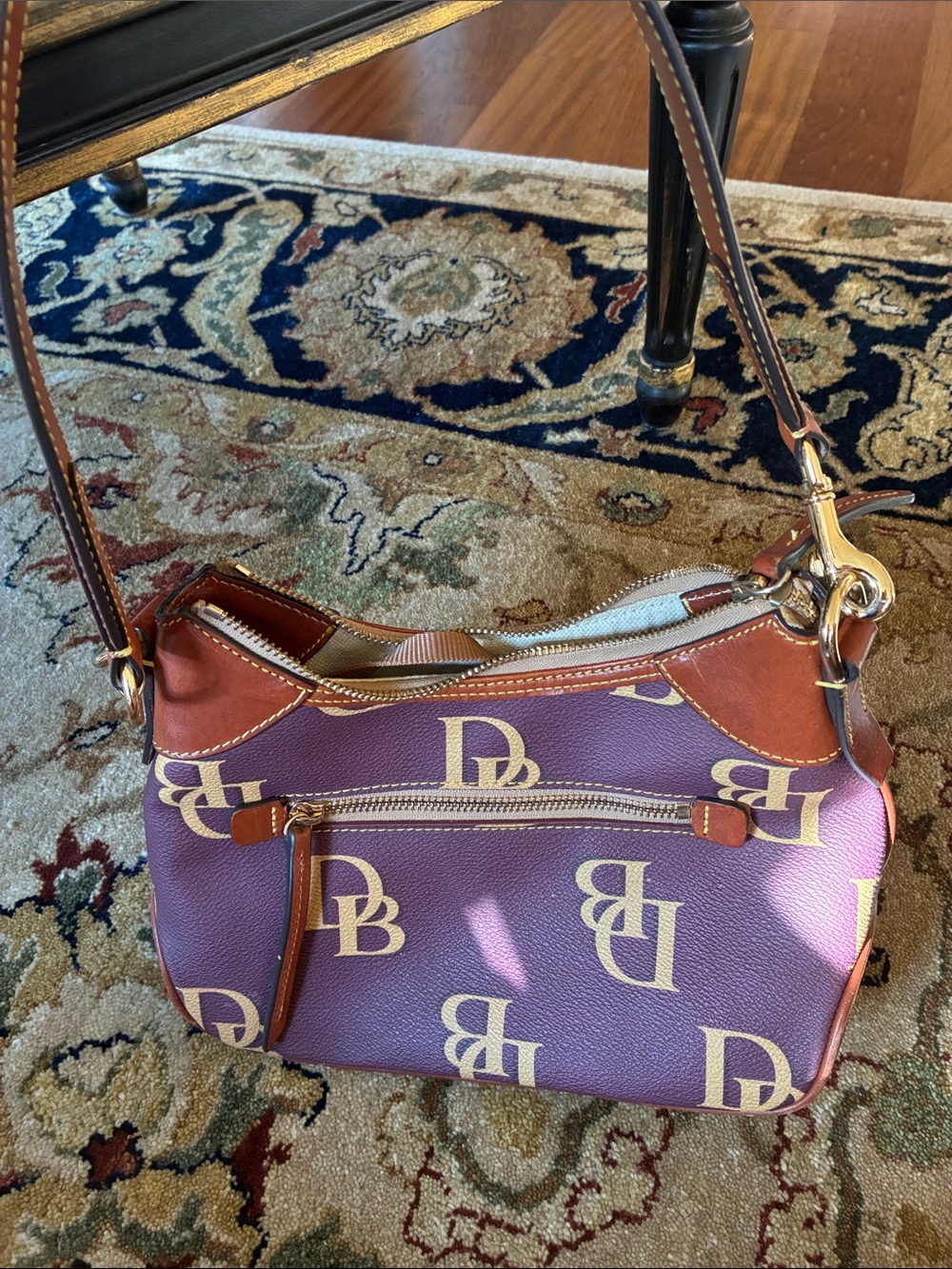 Vintage Dooney & Bourke Purple Logo Crossbody Shoulder Bag